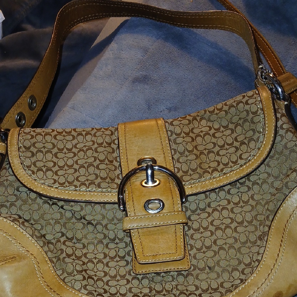 Coach Tan Shoulder Bag with Signature Monogram
